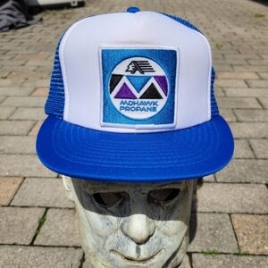 Vintage Mohawk Propane Trucker Hat. Great Condition. Blue, White, Purple. Patch